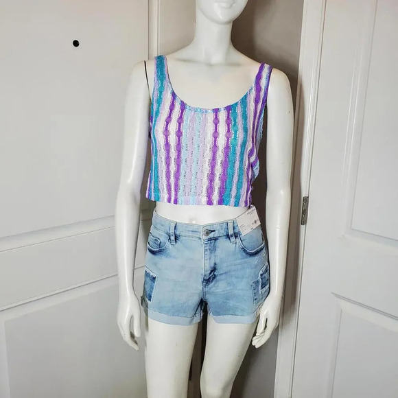 NWT Wild Fable Multicolor Cool Openwork Swing Tank Top Women's Size Large - Picture 1 of 15